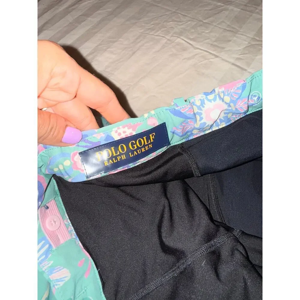Polo Ralph Lauren Mens Shorts Green Blue Floral Lined Stretch Golf 10” Sz 34